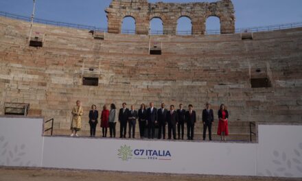 The first G7 ministerial meeting was held in Verona. Who attended, and what themes were discussed?